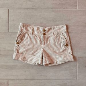 GAP Shorts Beige & White Striped Casual Chino 100% Cotton Pockets Low Rise Sz 6